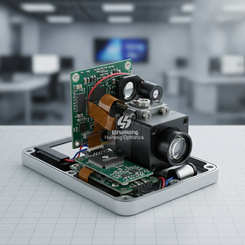 Compact 3km laser rangefinder module internal components
