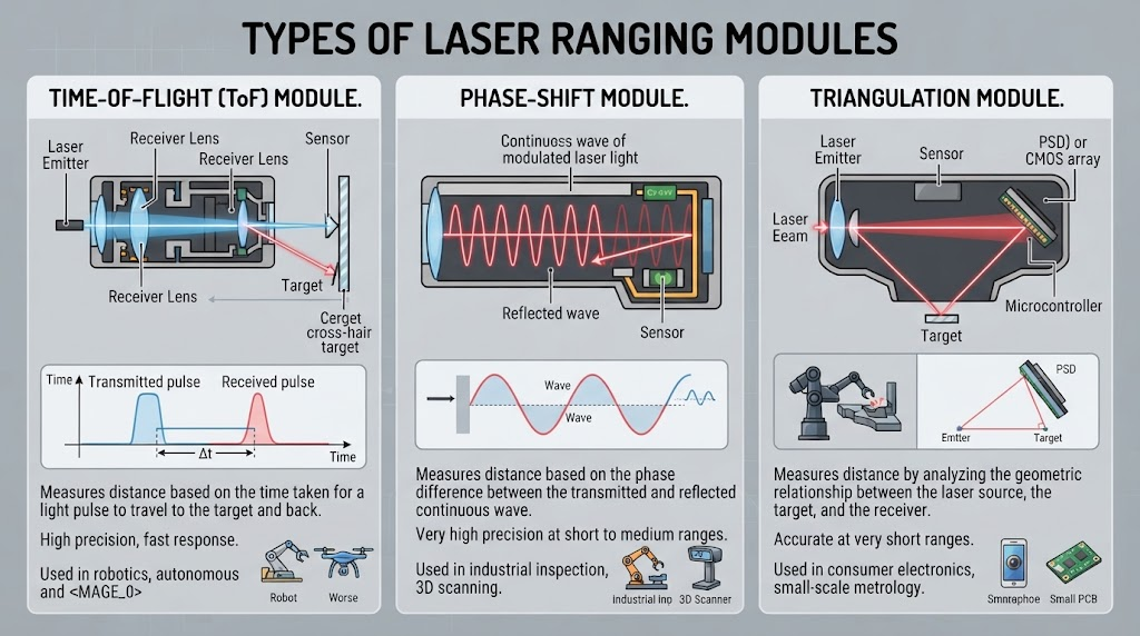 Types of laser ranging modules diagram